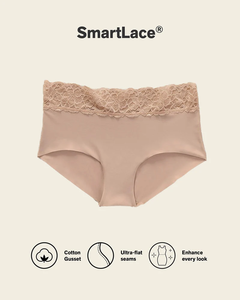 Culotte hipster en tissu ultraléger avec bordure en dentelle