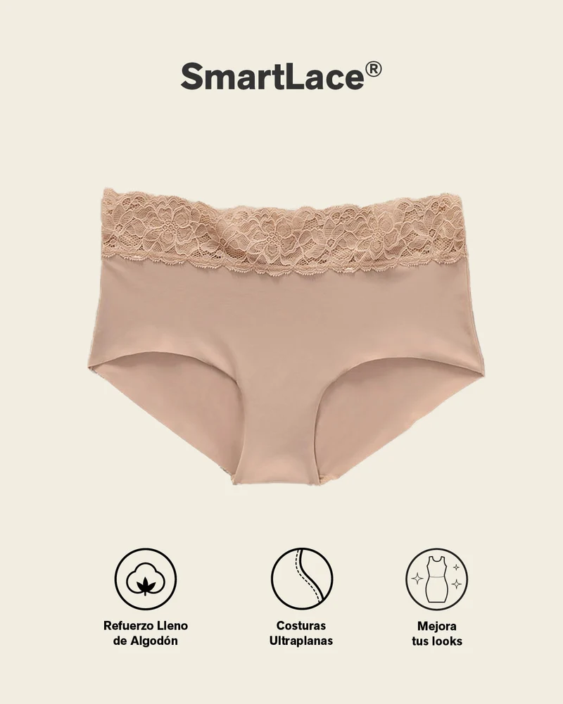 Culotte hipster en tissu ultraléger avec bordure en dentelle