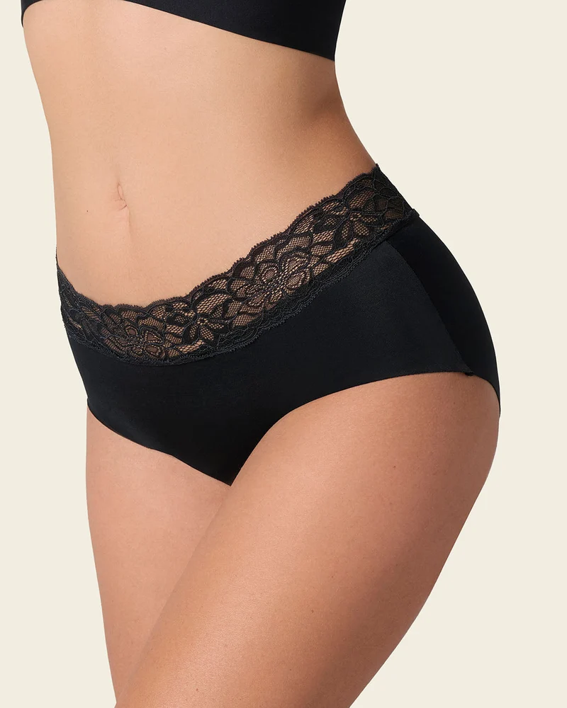 Culotte hipster en tissu ultraléger avec bordure en dentelle