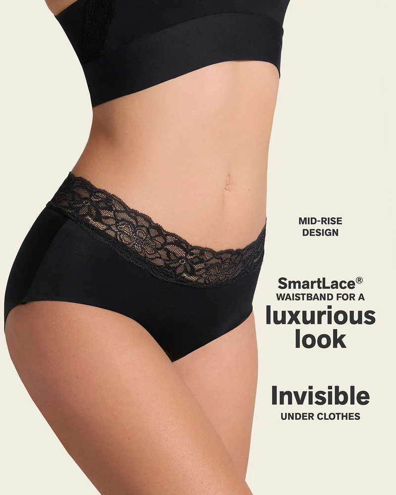 Culotte hipster en tissu ultraléger avec bordure en dentelle