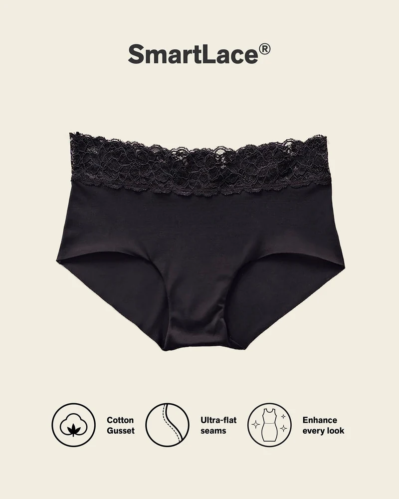 Culotte hipster en tissu ultraléger avec bordure en dentelle
