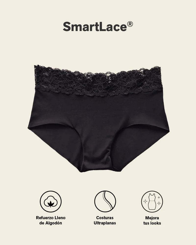 Culotte hipster en tissu ultraléger avec bordure en dentelle
