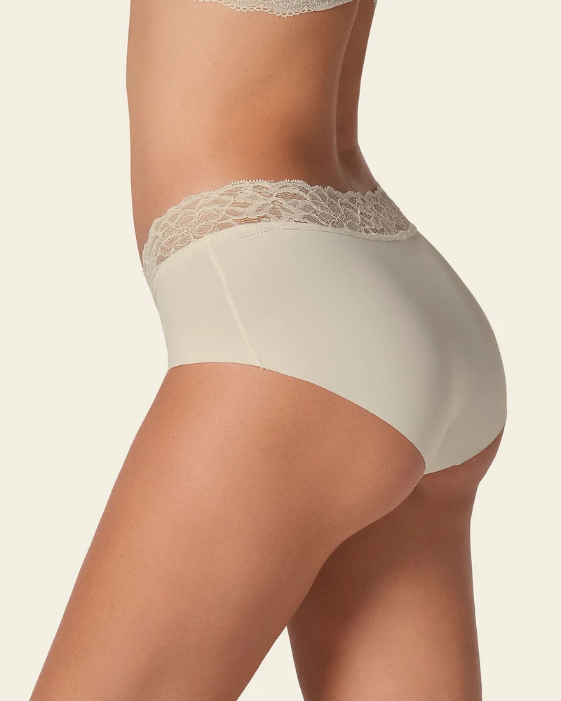 Culotte hipster en tissu ultraléger avec bordure en dentelle