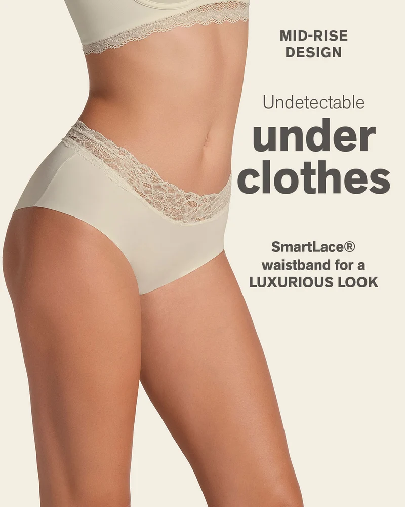 Culotte hipster en tissu ultraléger avec bordure en dentelle
