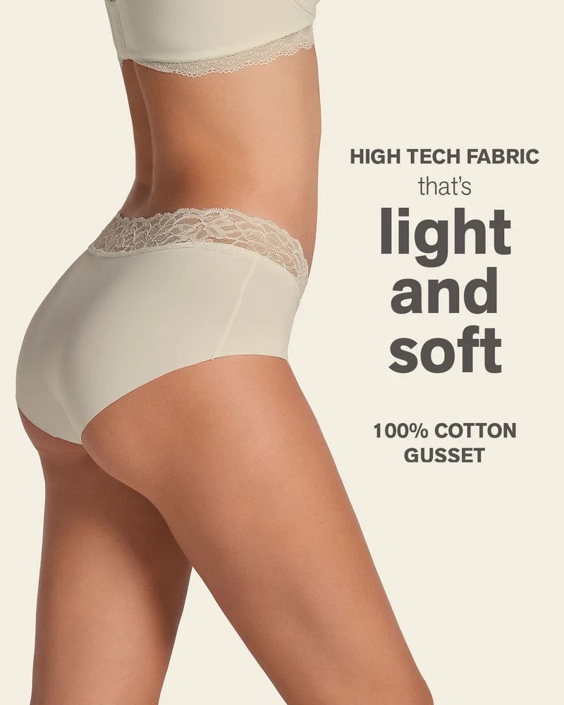 Culotte hipster en tissu ultraléger avec bordure en dentelle