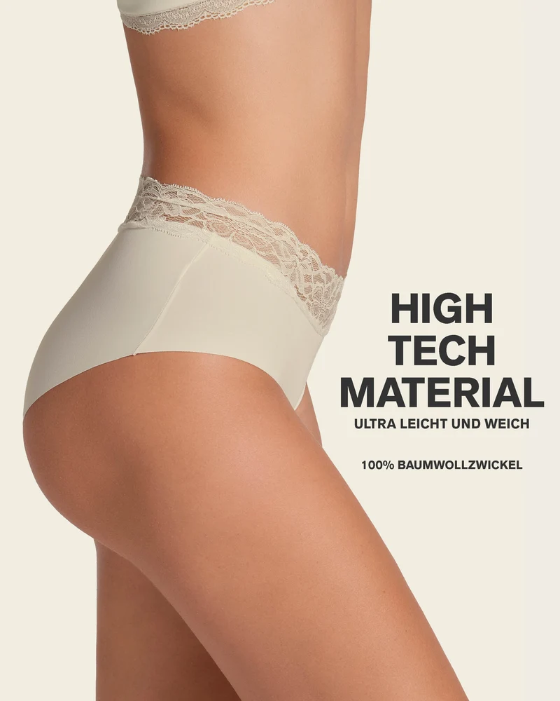 Culotte hipster en tissu ultraléger avec bordure en dentelle