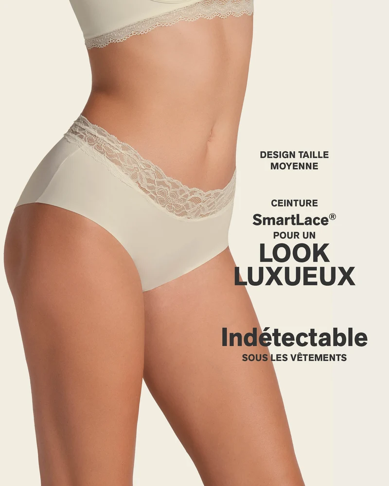 Culotte hipster en tissu ultraléger avec bordure en dentelle