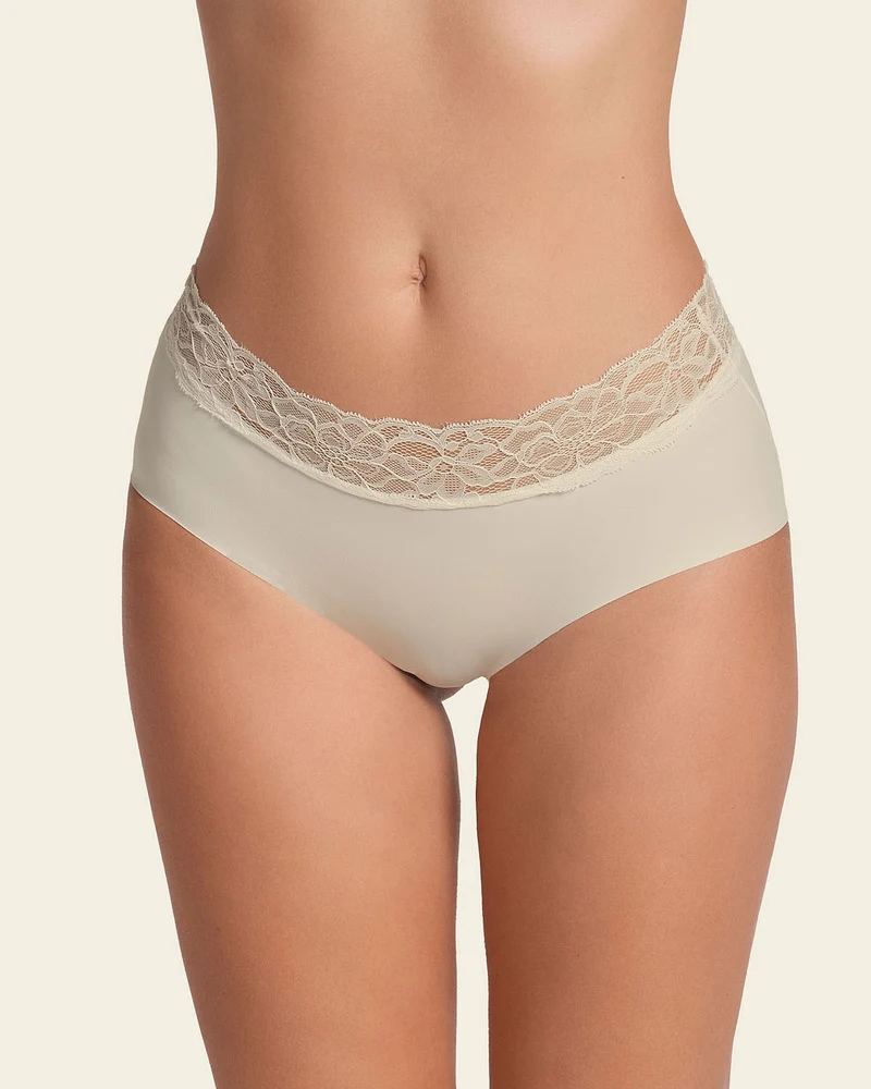 Culotte hipster en tissu ultraléger avec bordure en dentelle