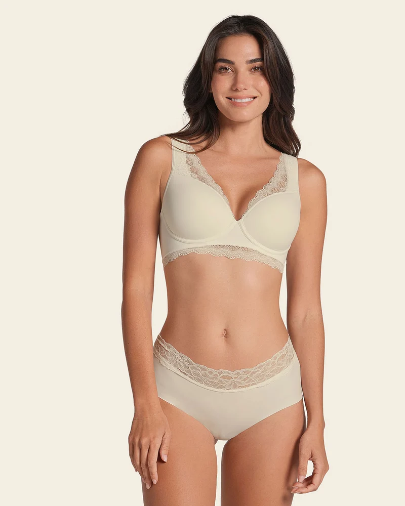 Culotte hipster en tissu ultraléger avec bordure en dentelle