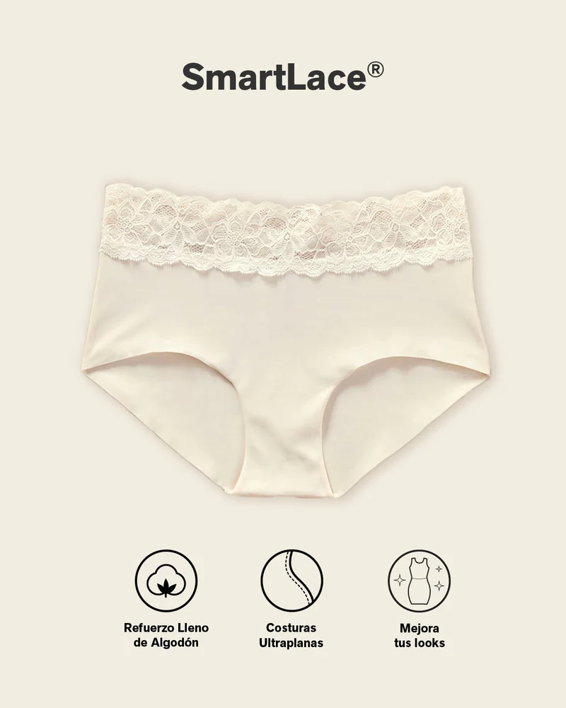 Culotte hipster en tissu ultraléger avec bordure en dentelle