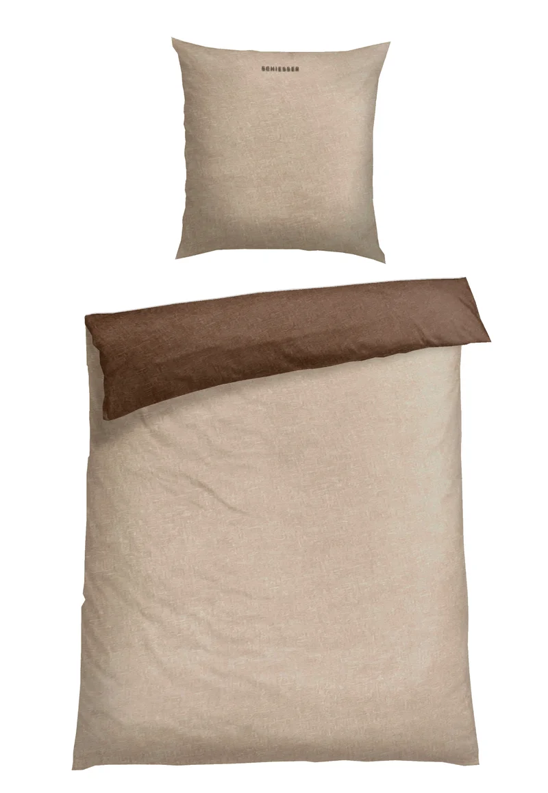 Bettwäscheset 2-teilig Feinbiber Beige/Braun - SCHIESSER Home