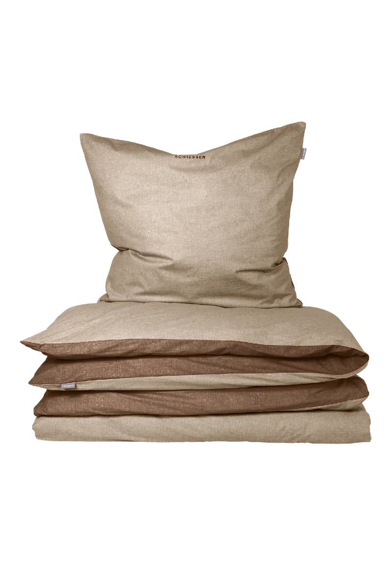 Bettwäscheset 2-teilig Feinbiber Beige/Braun - SCHIESSER Home