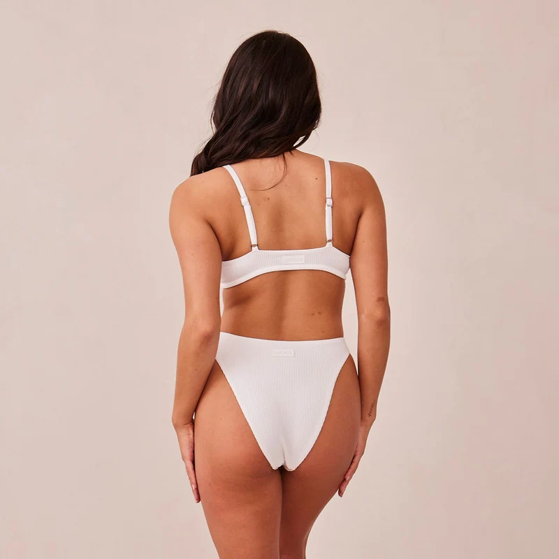 Ribbed Triangle Soutien-Gorge - Blanc