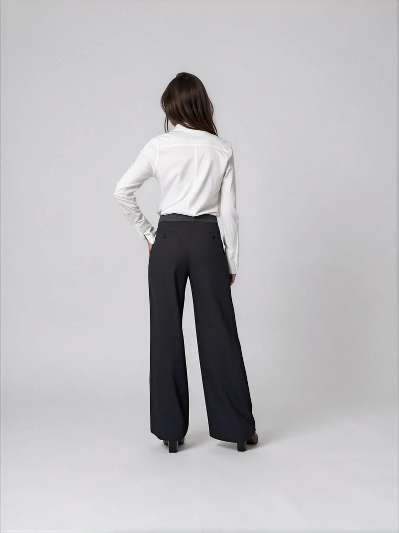 Pantalon tailleur ample à plis Dana