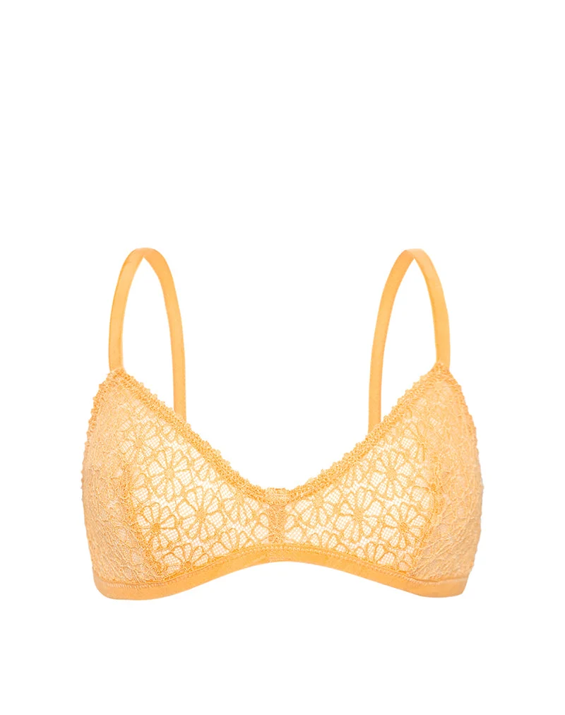 Soutien-gorge Panli en dentelle florale tonale orange avec bordures