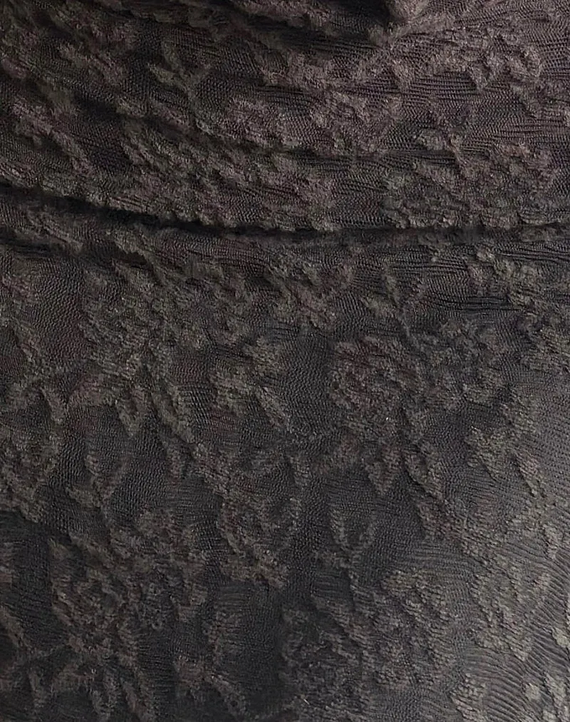 Zari - Mini robe à col bénitier en maille jacquard - Marron