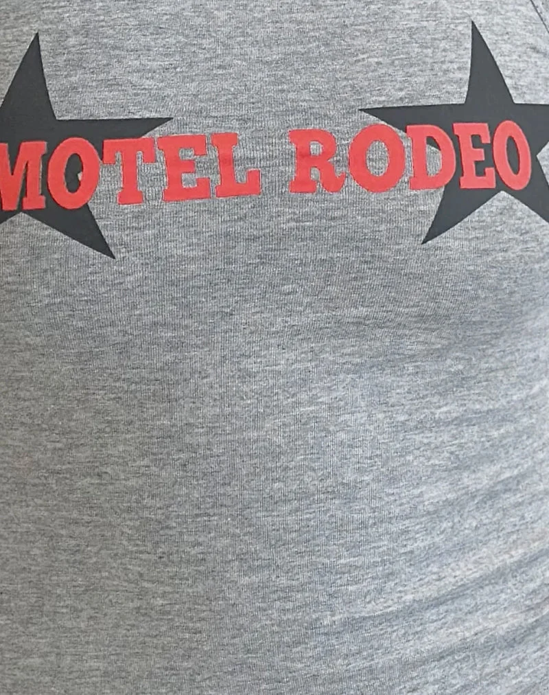 Carter Vest Top in Grey Marl with Motel Rodeo Graphic (gilet Carter en gris chiné avec graphique Motel Rodeo)