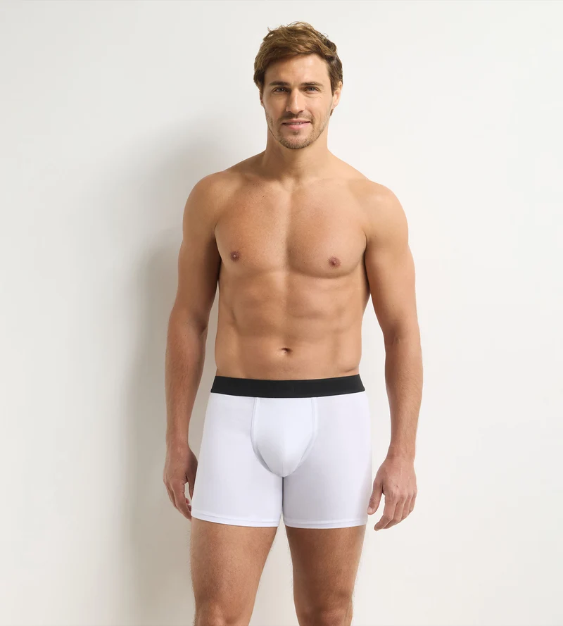 Boxer Long Homme Coton Supima® Blanc Singature
