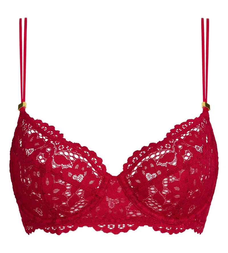 Soutien-gorge corbeille à armatures dentelle rouge Burning Eclat