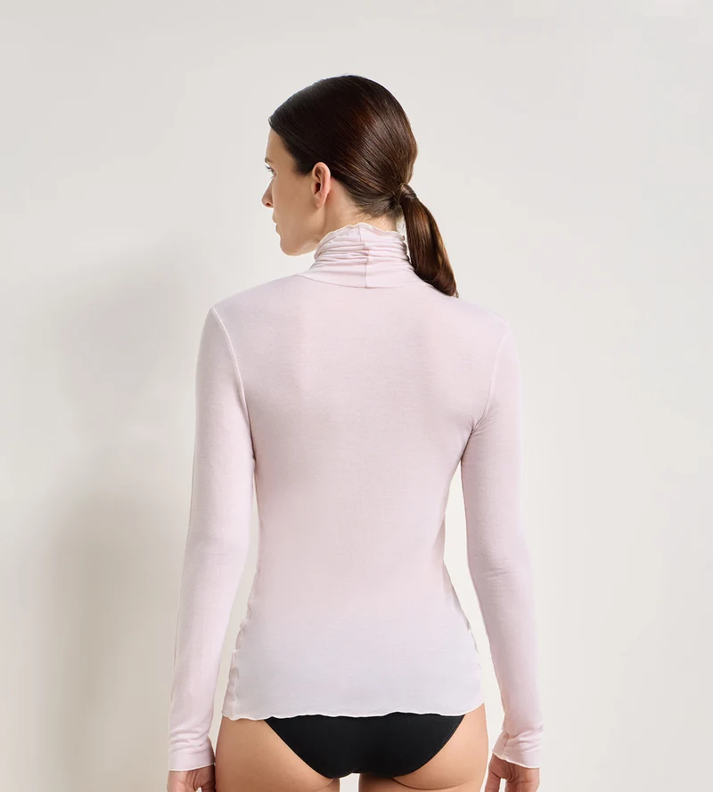 T-shirt col rond rose doux Thermal Light