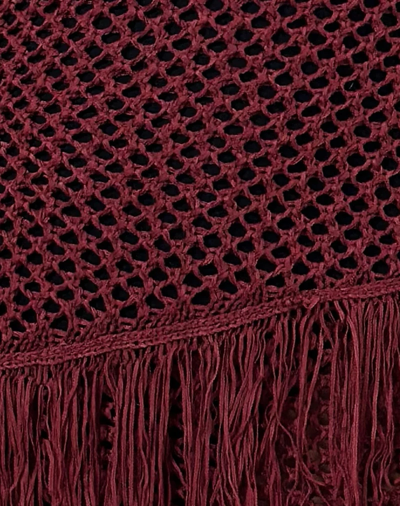 Mini robe à franges asymétriques Meloka, Berry
