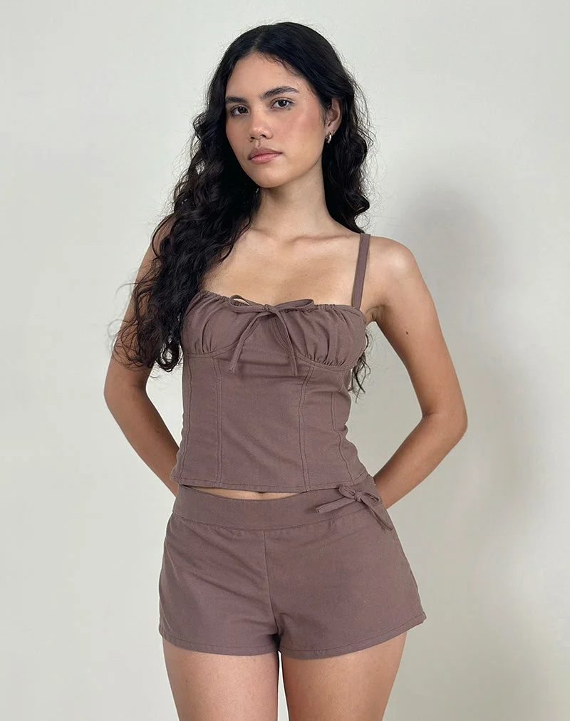 Kamden Cami Top in Linen Deep Taupe