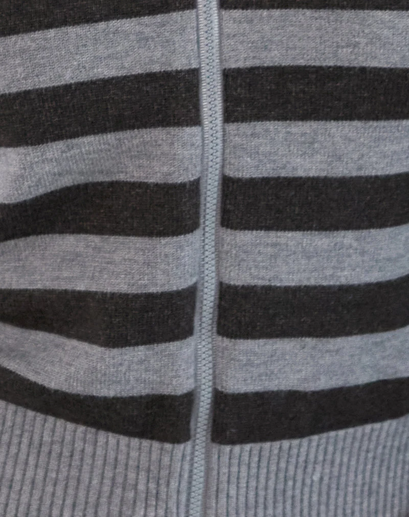 Veste à capuche Cozyra en gris rayé