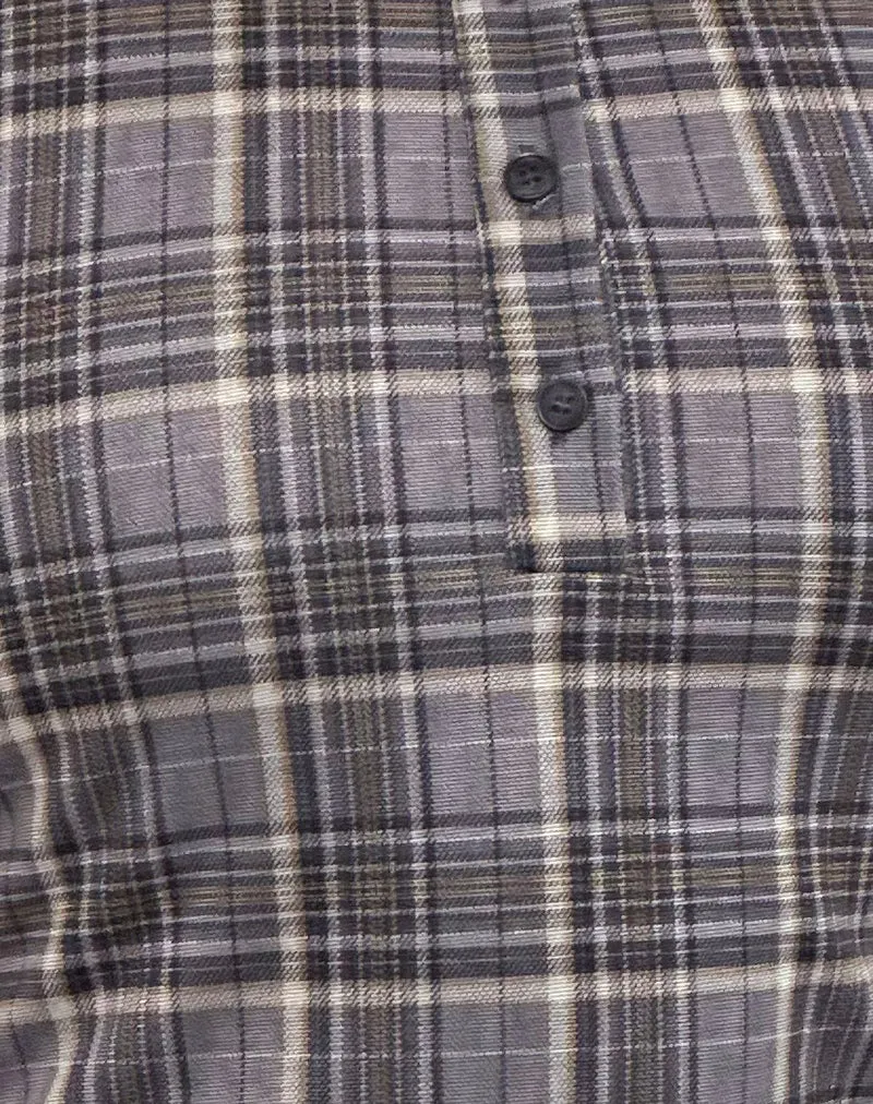 Harlo Collared Top in Check Tailoring Grey (Top à col, carreaux, tailleur)