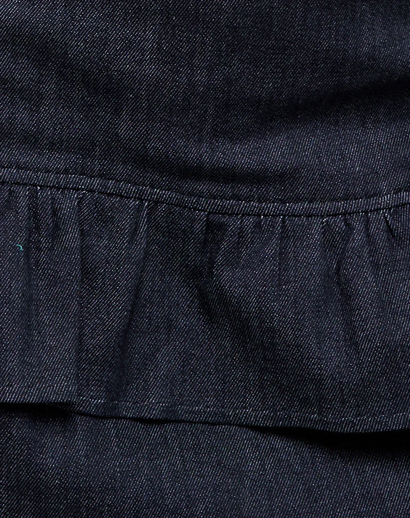 Minijupe à volants Elysa, denim indigo foncé