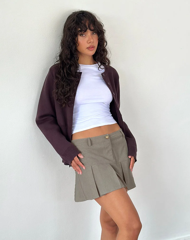 Mini jupe plissée Pegui, cordon marron