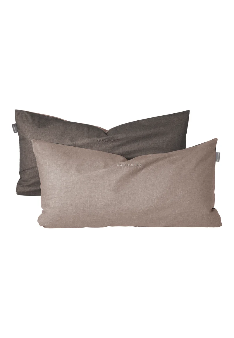 Kissenbezüge 2er-Set Beige/Anthrazit - SCHIESSER Home