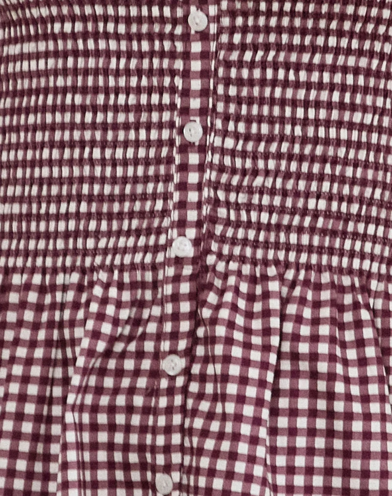 Soter Top in Mini Gingham Wine