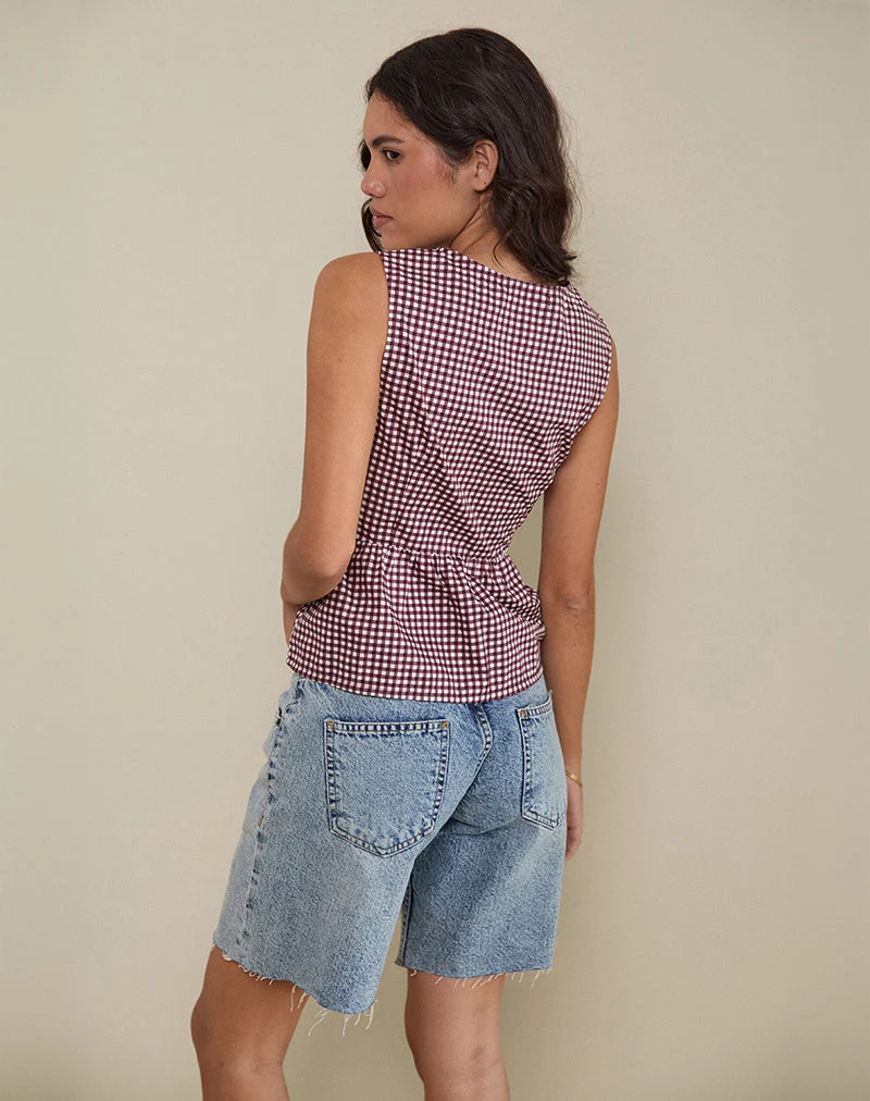 Kayvata Top in Mini Gingham Wine