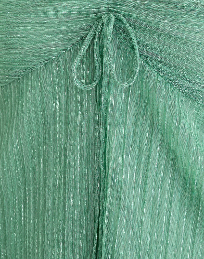Joli haut dos nu plissé turquoise
