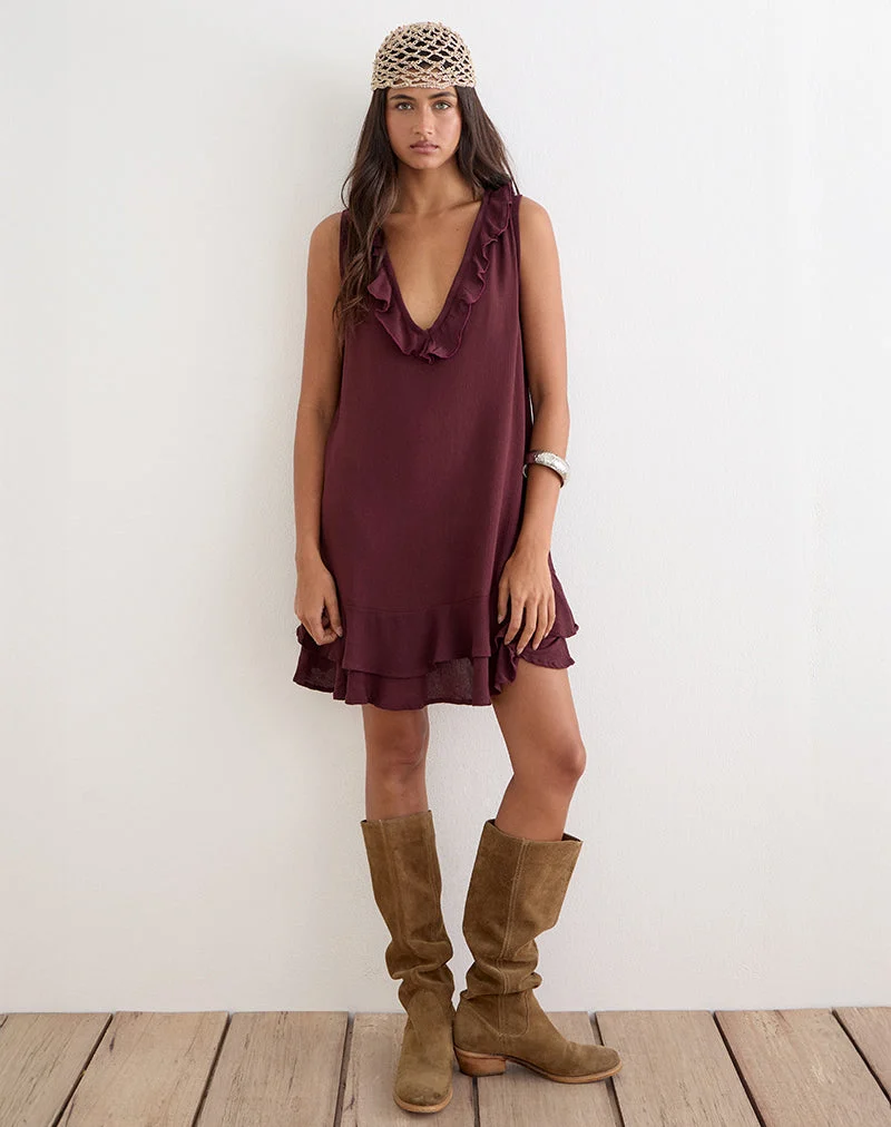 Mini-robe Swade Plunge, couleur prune froissée