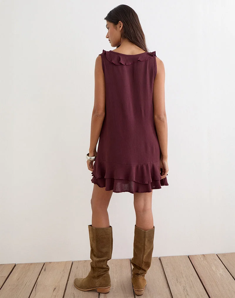 Mini-robe Swade Plunge, couleur prune froissée