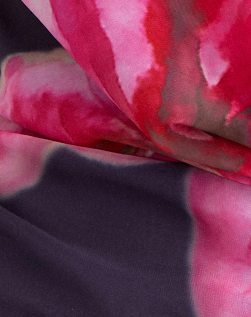 Haut à encolure cache-cœur Bujau en mousseline violette, motif « Desert Flower »