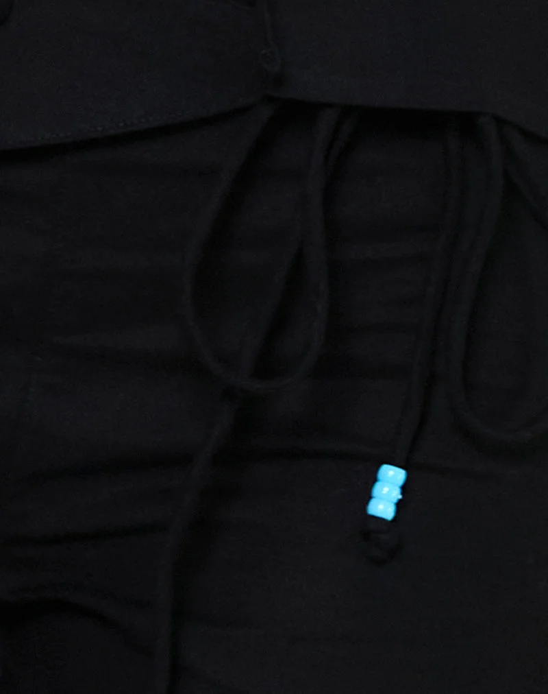 Pantalon Cursa en lin noir avec ceinture