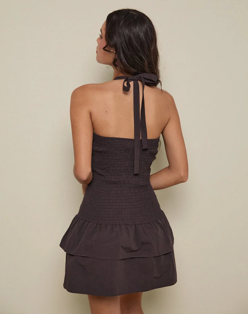 Herais - Mini robe dos nu - Acajou foncé