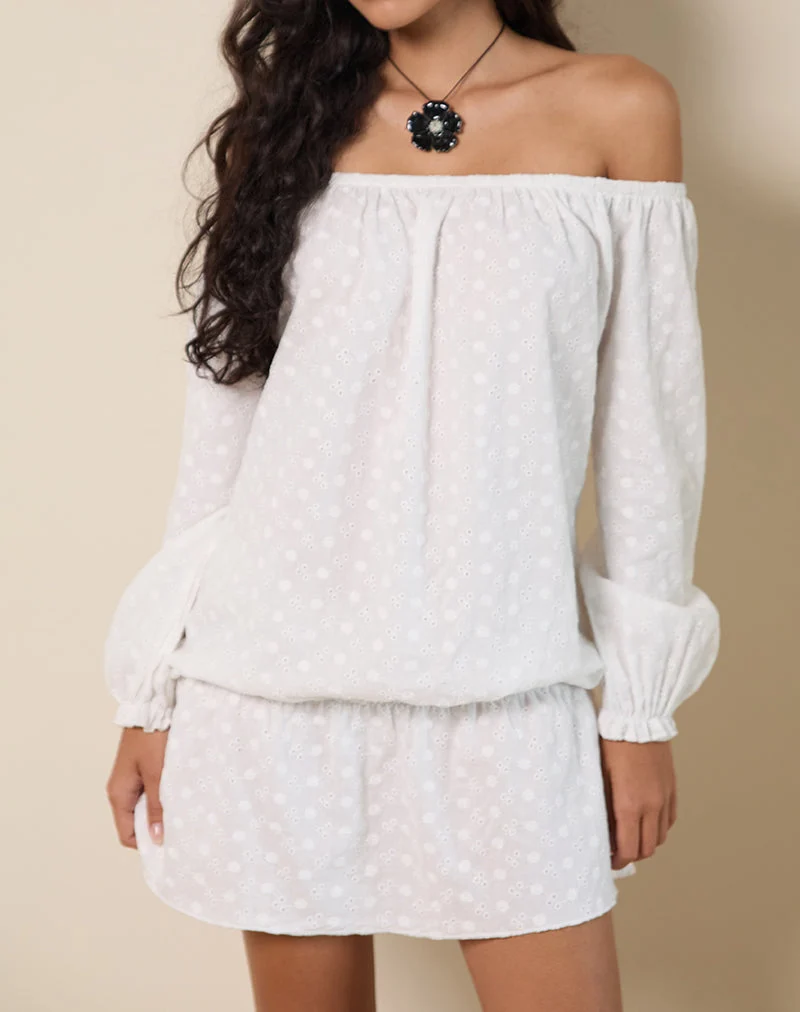 Mini robe Melisandre en broderie ivoire
