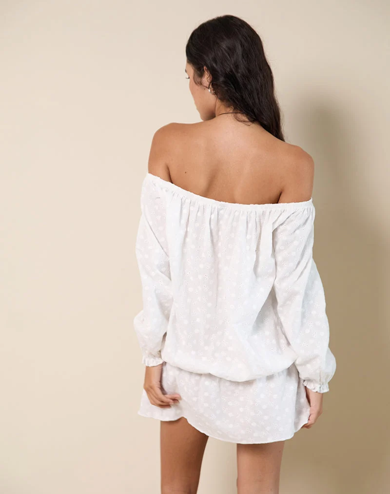 Mini robe Melisandre en broderie ivoire