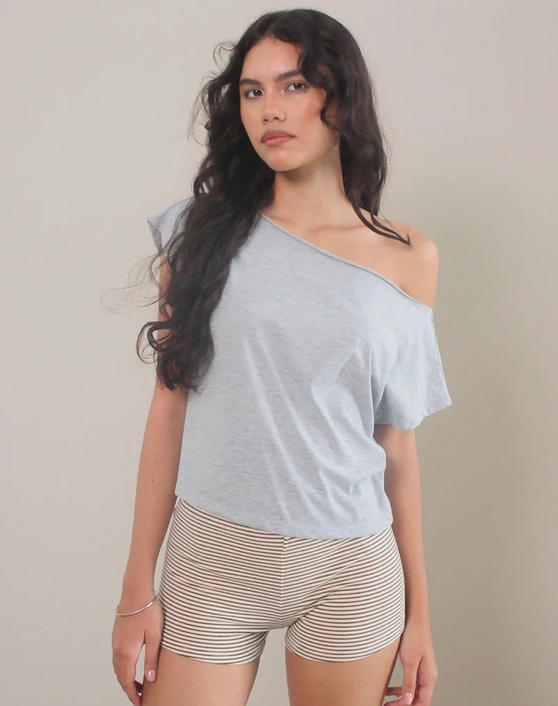 Balia - Top basique à manches courtes asymétriques, gris chiné