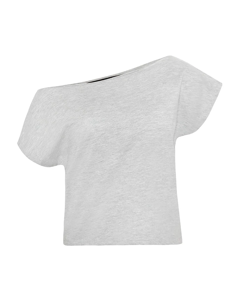 Balia - Top basique à manches courtes asymétriques, gris chiné
