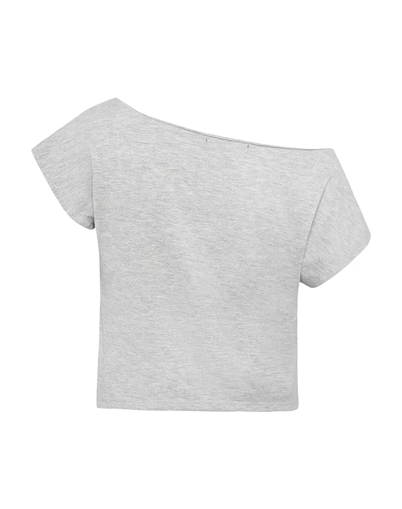 Balia - Top basique à manches courtes asymétriques, gris chiné