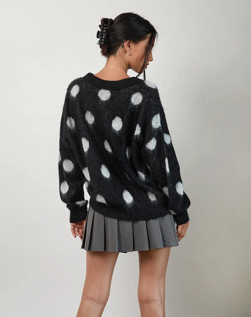 Chandail surdimensionné Tamika en polka noir