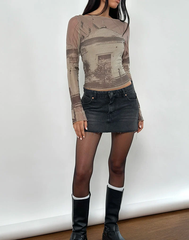 Armali Long Sleeve Top in Abstract Historical Green (Top à manches longues en vert historique abstrait)