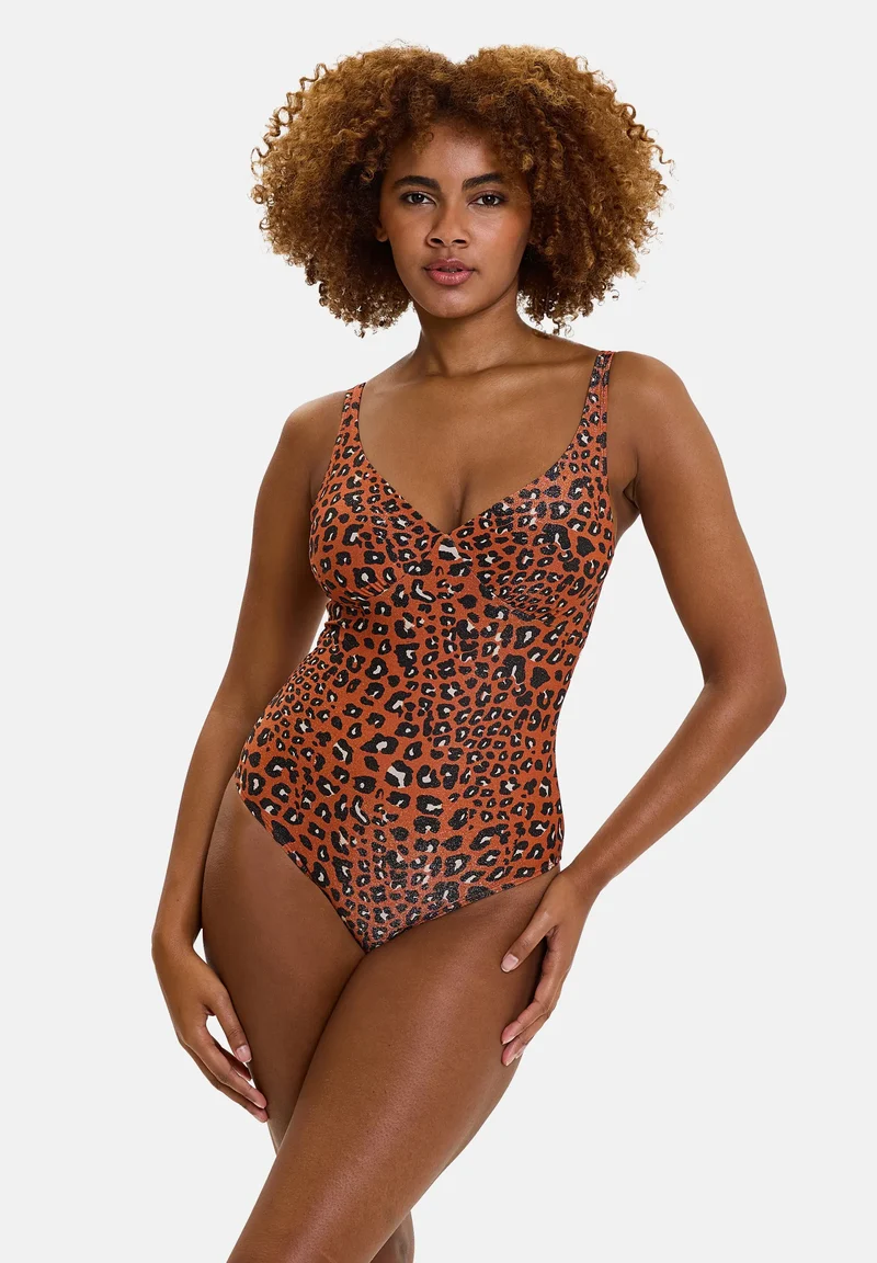 Maillot de bain une pièce avec coques Langkawi Animal Terracotta