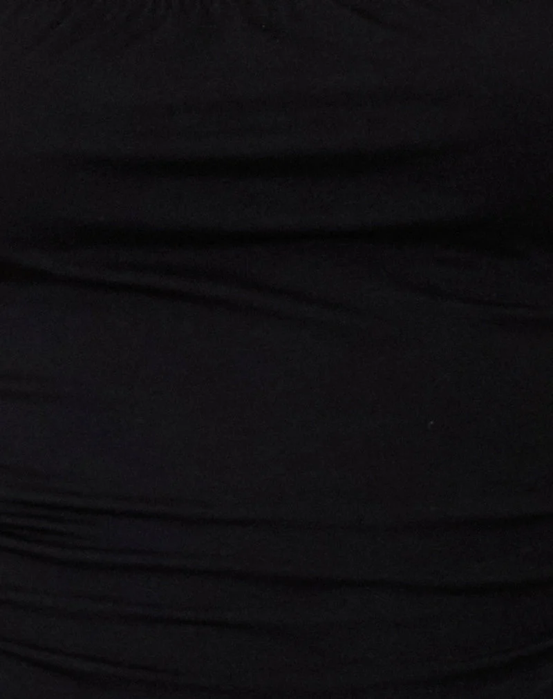 Kelmere Open Neck Top in Jersey Plain Black (Top à col ouvert en jersey uni)