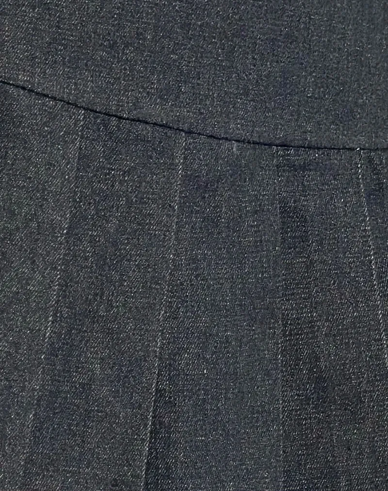 Minijupe plissée Casna, chambray indigo