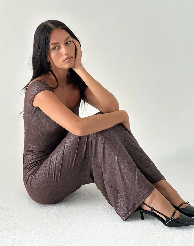 Robe longue Jolita en brun chatoyant